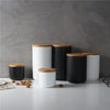 Kitchen Ceramic Wooden Lid Sealed Storage Jar