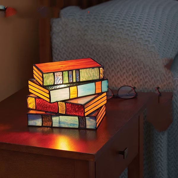 Stained Resin Stacked Books Lamp
