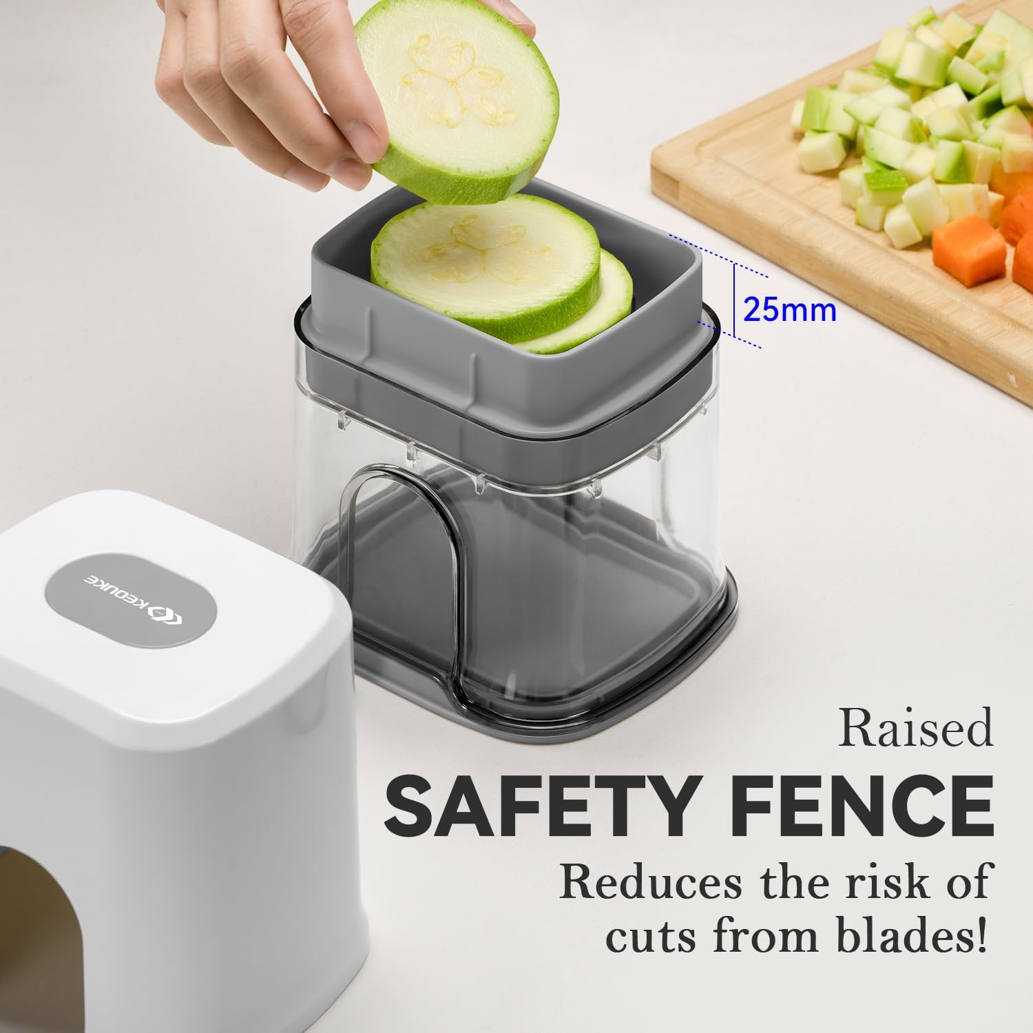 KEOUKE 3-Blade Vegetable Chopper with Container – White