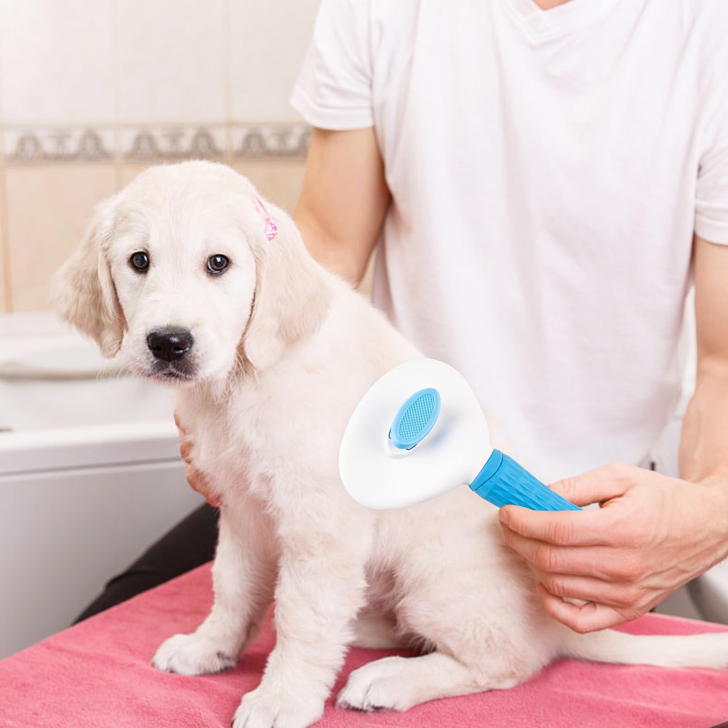 Depets Self-Cleaning Slicker Grooming Brush for Pets