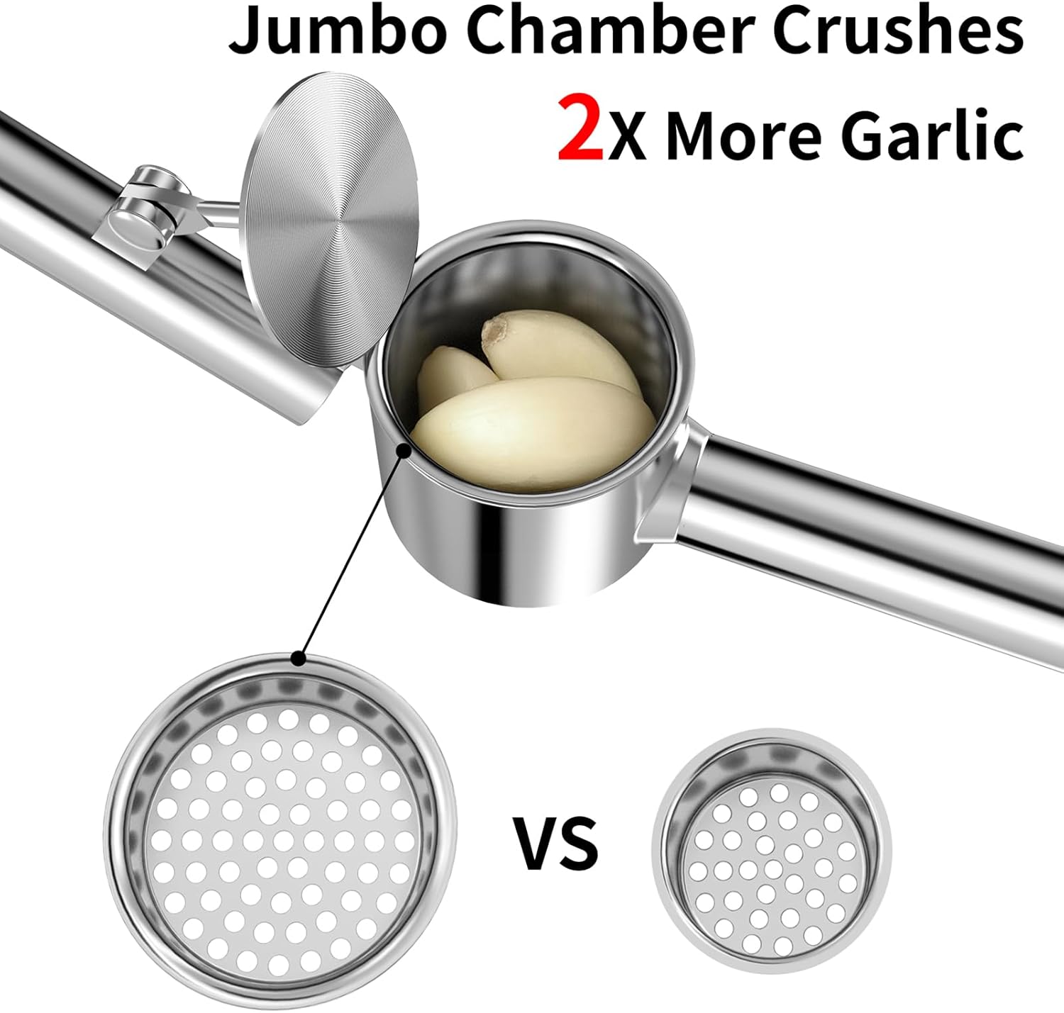 5-in-1 Stainless Steel Garlic Press & Mincer – Heavy Duty, Large