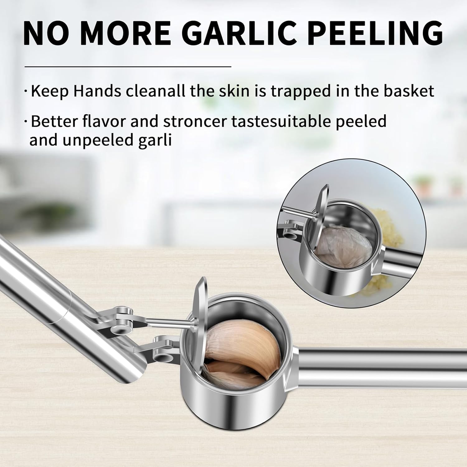 5-in-1 Stainless Steel Garlic Press & Mincer – Heavy Duty, Large