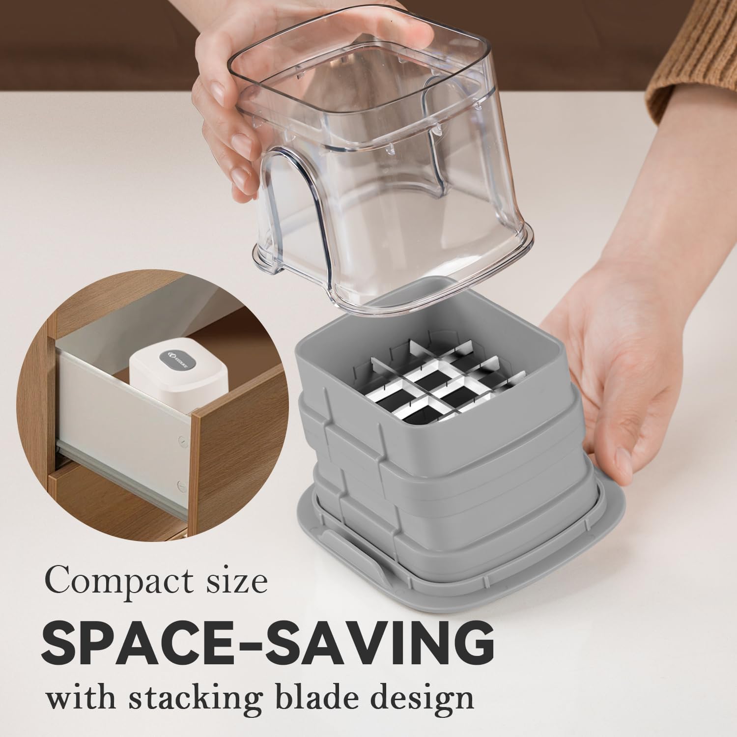 KEOUKE 3-Blade Vegetable Chopper with Container – White