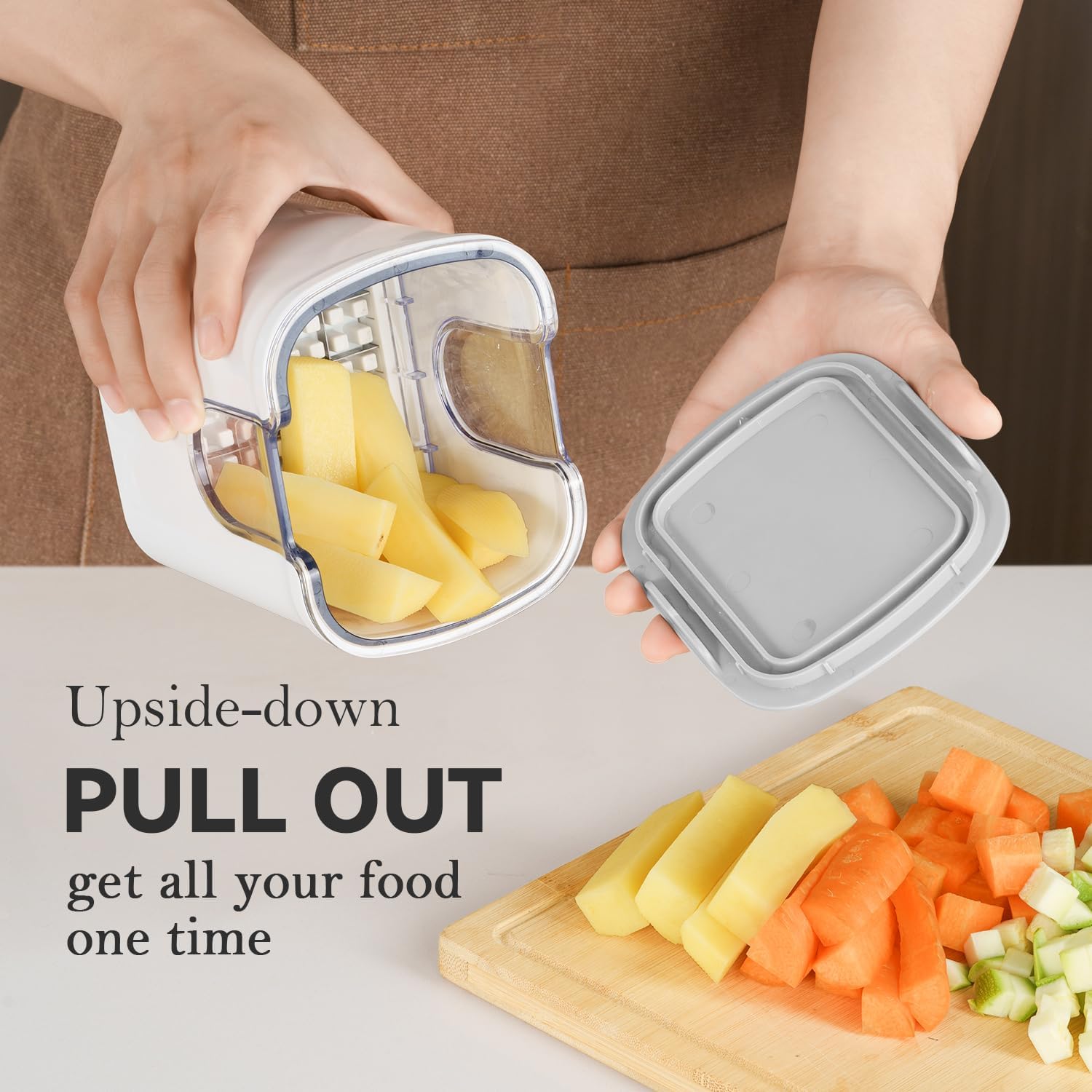 KEOUKE 3-Blade Vegetable Chopper with Container – White