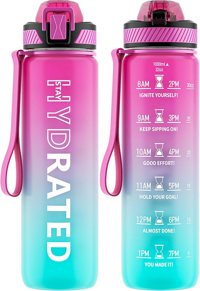 QLUR 32oz BPA Free LeakProof Water Bottle With Straw