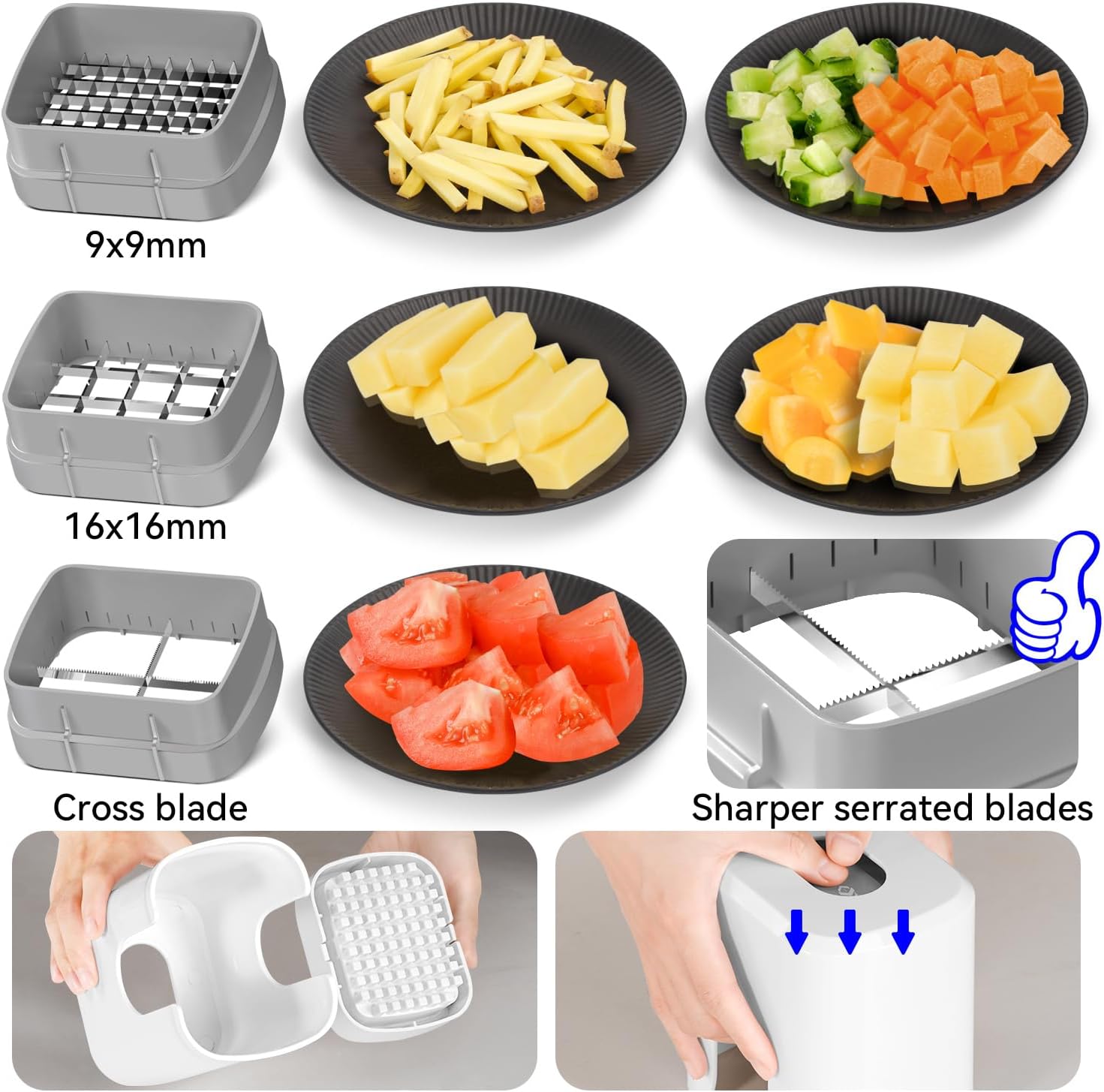 KEOUKE 3-Blade Vegetable Chopper with Container – White