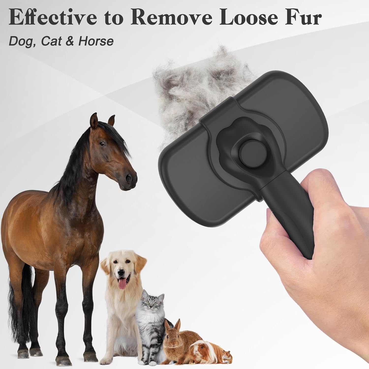 Dipoo Self-Cleaning Pet Shedding Brush for Dogs & Cats (Black)