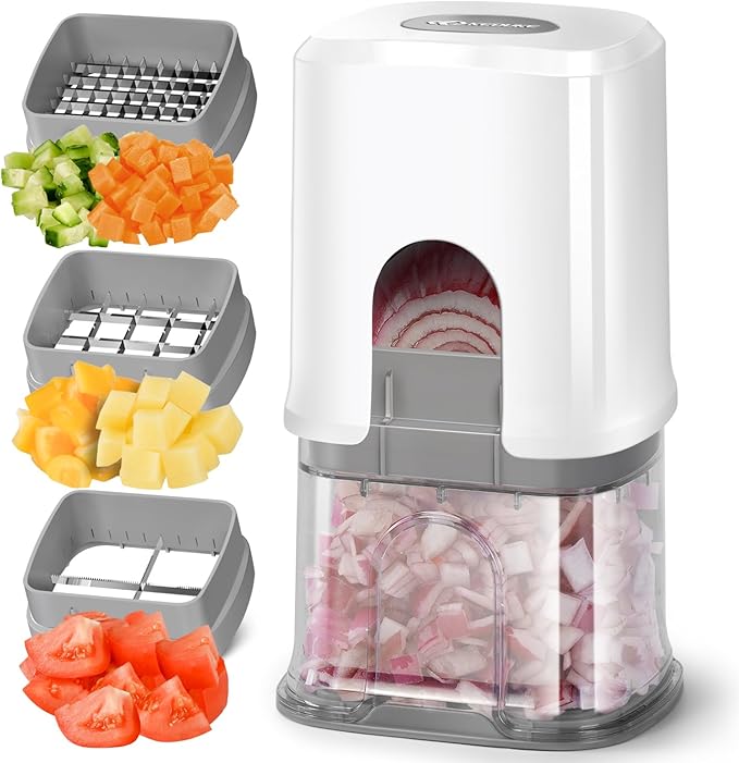 KEOUKE 3-Blade Vegetable Chopper with Container – White