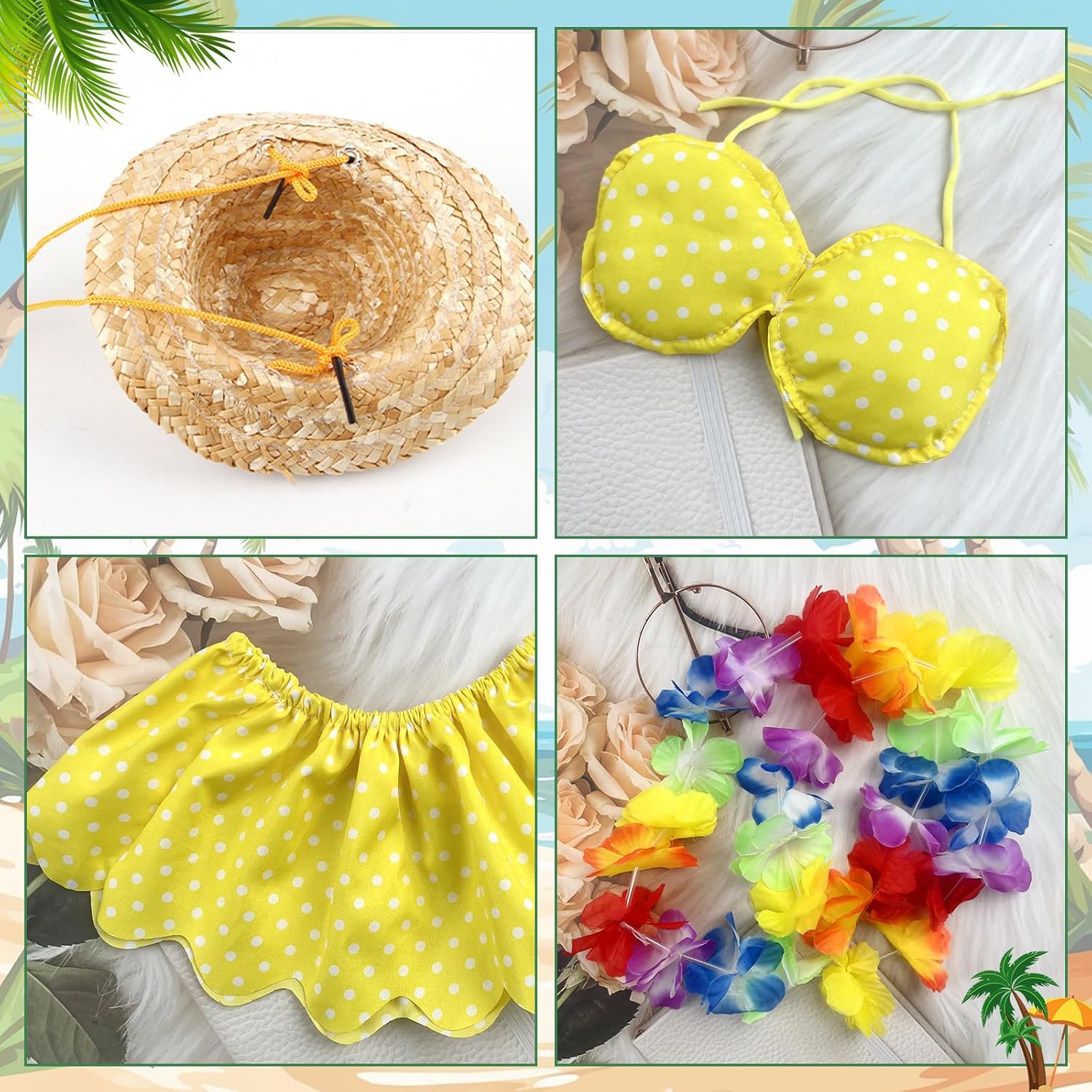 LipLopBest Summer Bikini Goose Outfit – 2 Sets for 23″ Porch Goose (Hawaiian Luau)