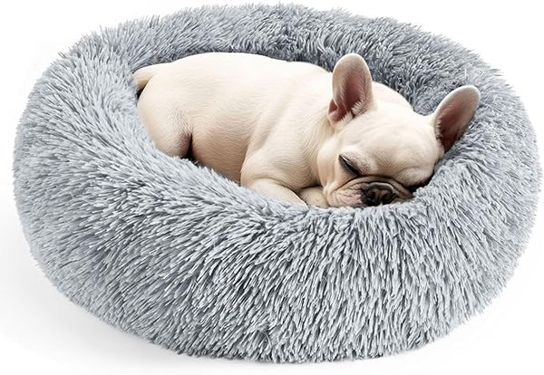 Hoewina Calming Donut Pet Bed – 20in (Light Grey)