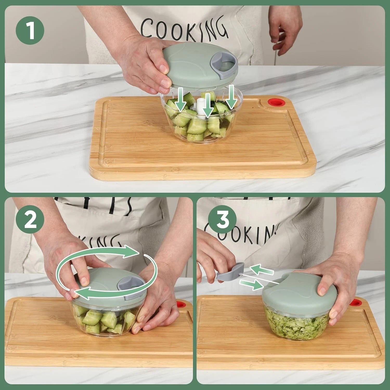 Manual Garlic & Vegetable Chopper – 500ml, Green