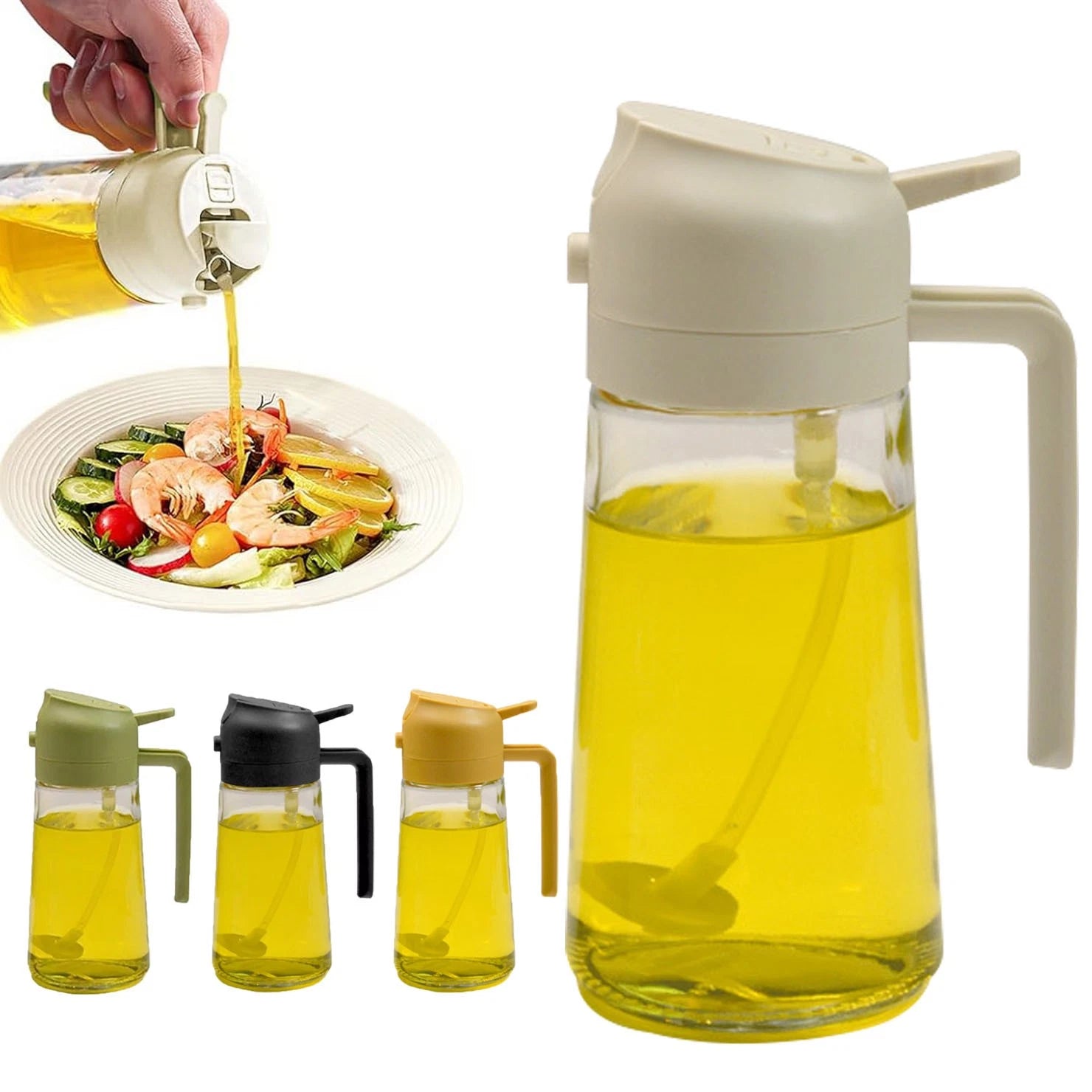 MEIDAYAI 2-in-1 Olive Oil Sprayer & Dispenser – 16oz (Green)