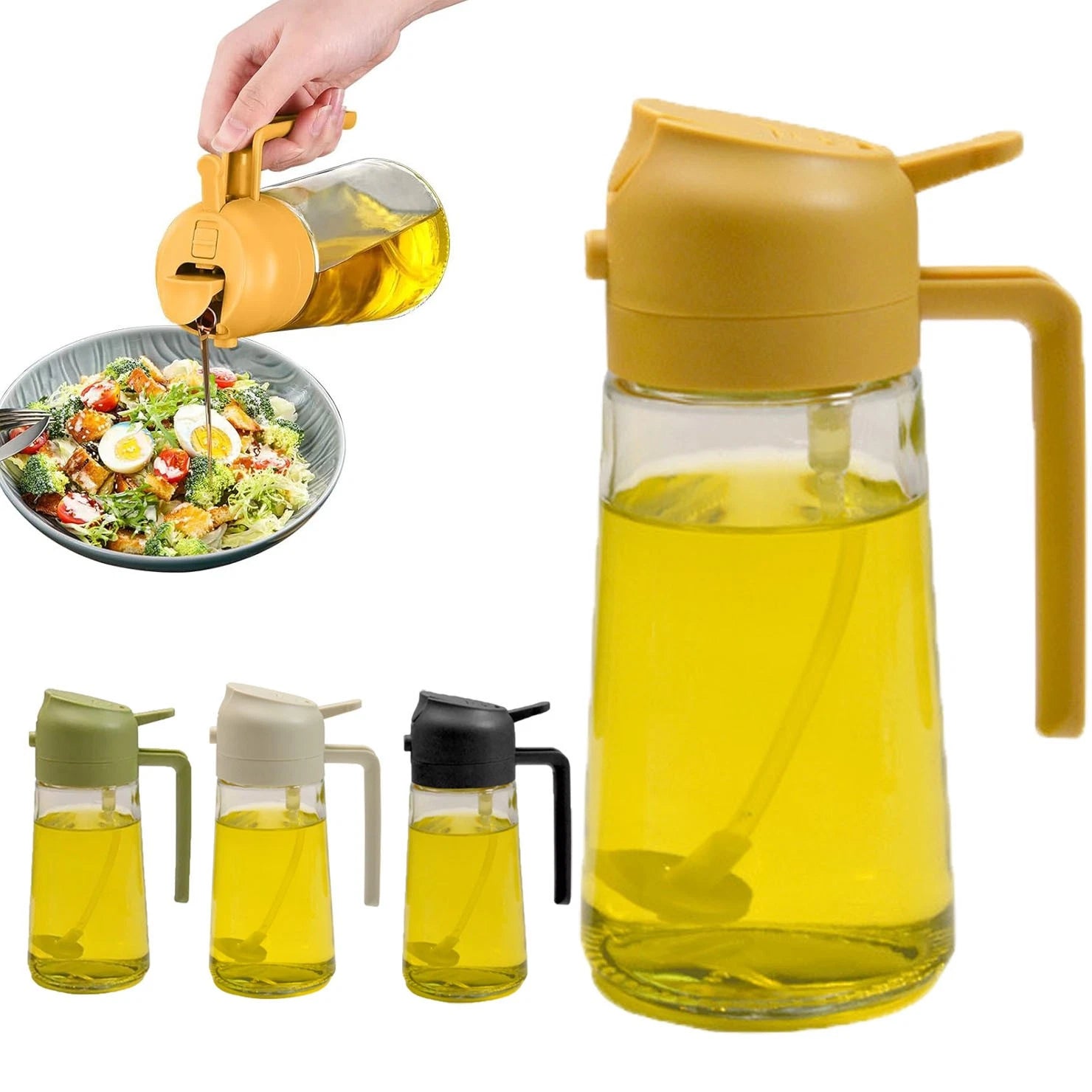 MEIDAYAI 2-in-1 Olive Oil Sprayer & Dispenser – 16oz (Green)