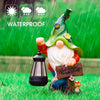 WOGOON Solar Garden Gnome Statue with Lantern & Welcome Sign