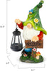 WOGOON Solar Garden Gnome Statue with Lantern & Welcome Sign